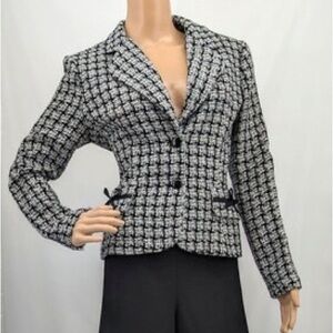 Vintage tweed gingham plaid cinched waist peplum style